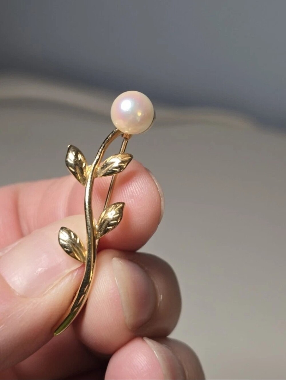 Vintage Susa? 14k Gold Brooch Stem with Real Pearl Total Weight 2.72 Grams - Picture 2 of 7